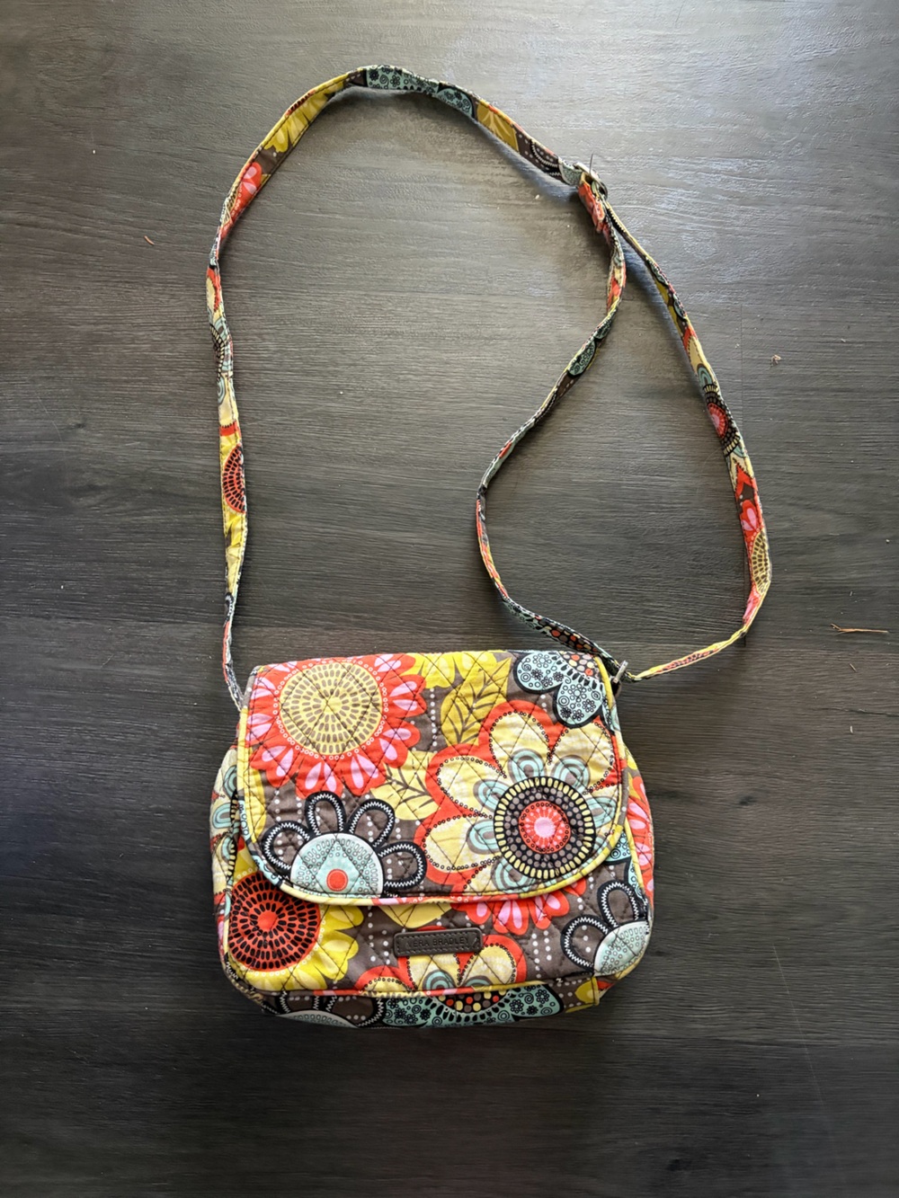 Quilted Floral Crossbody Bag within Yellow & Brown